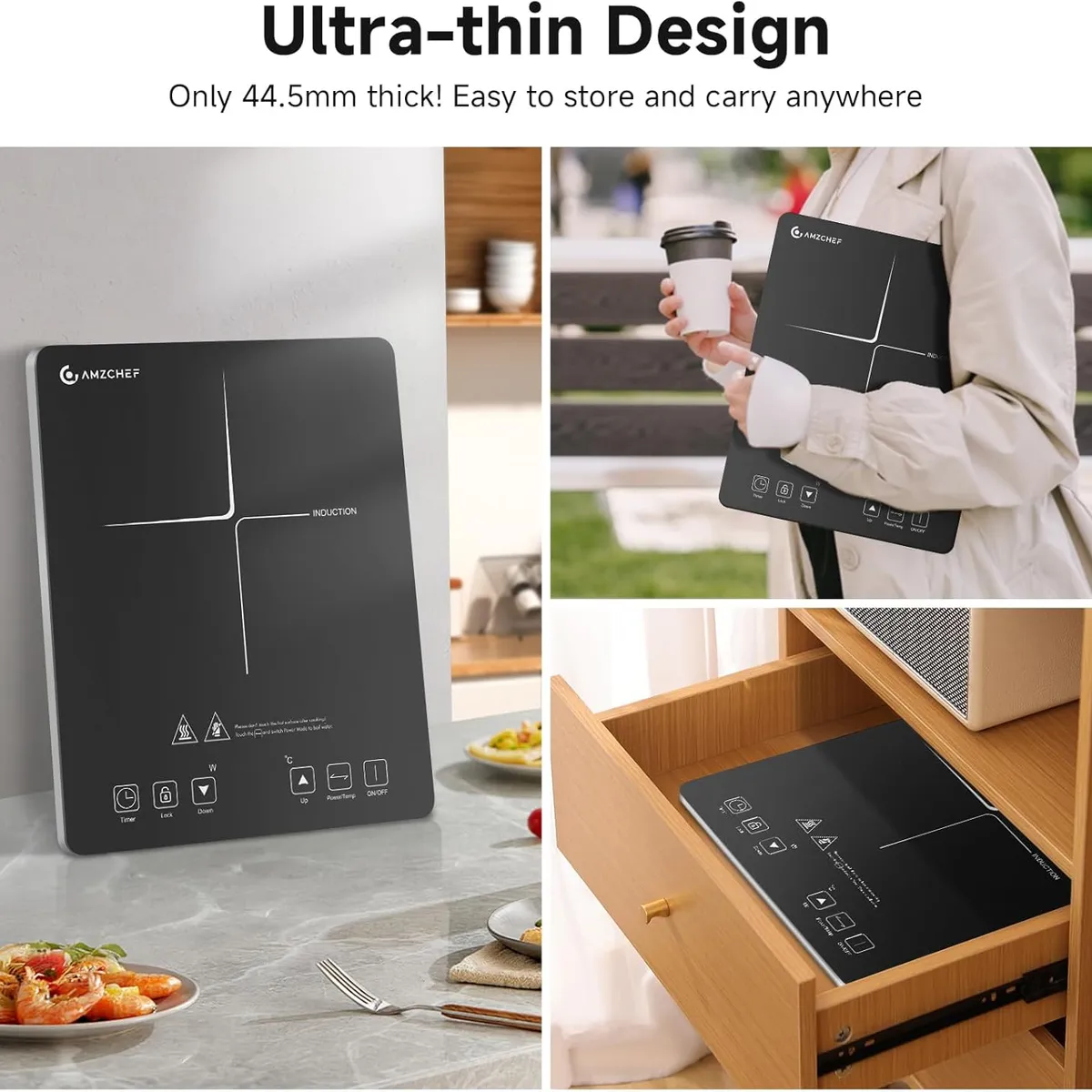 Leistungsstarke 2000w Induktionskochplatte silber – Produktbild 3 von 9