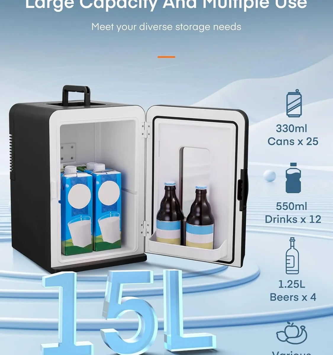 Fohere 15l mini kühlschrank mit heizfunktion – Produktbild 3 von 9