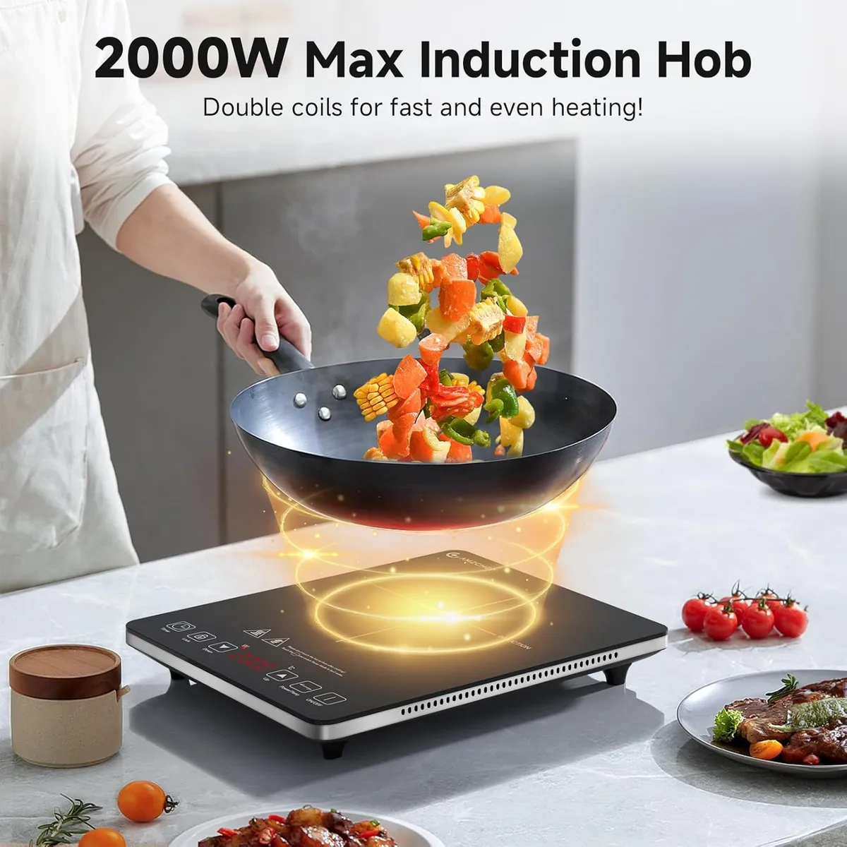 Leistungsstarke 2000w Induktionskochplatte silber – Produktbild 4 von 9