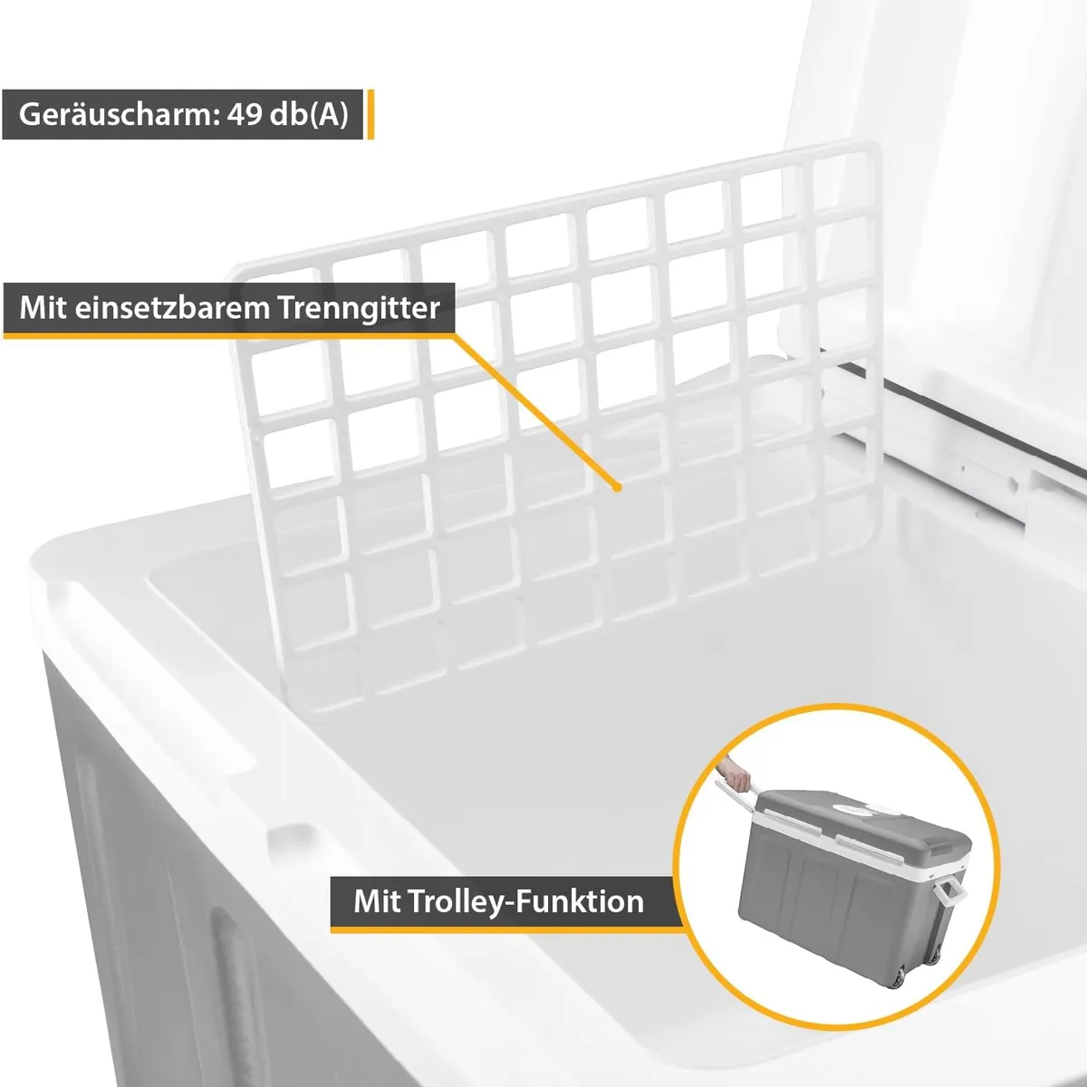 Kühlbox 45L 12V 230V mit Rollen – Produktbild 5 von 6