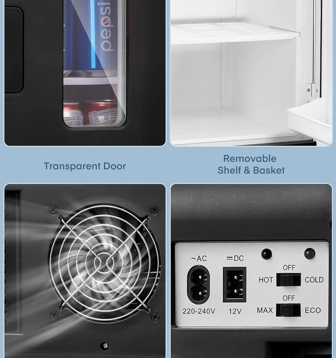 Fohere 15l mini kühlschrank mit heizfunktion – Produktbild 6 von 9