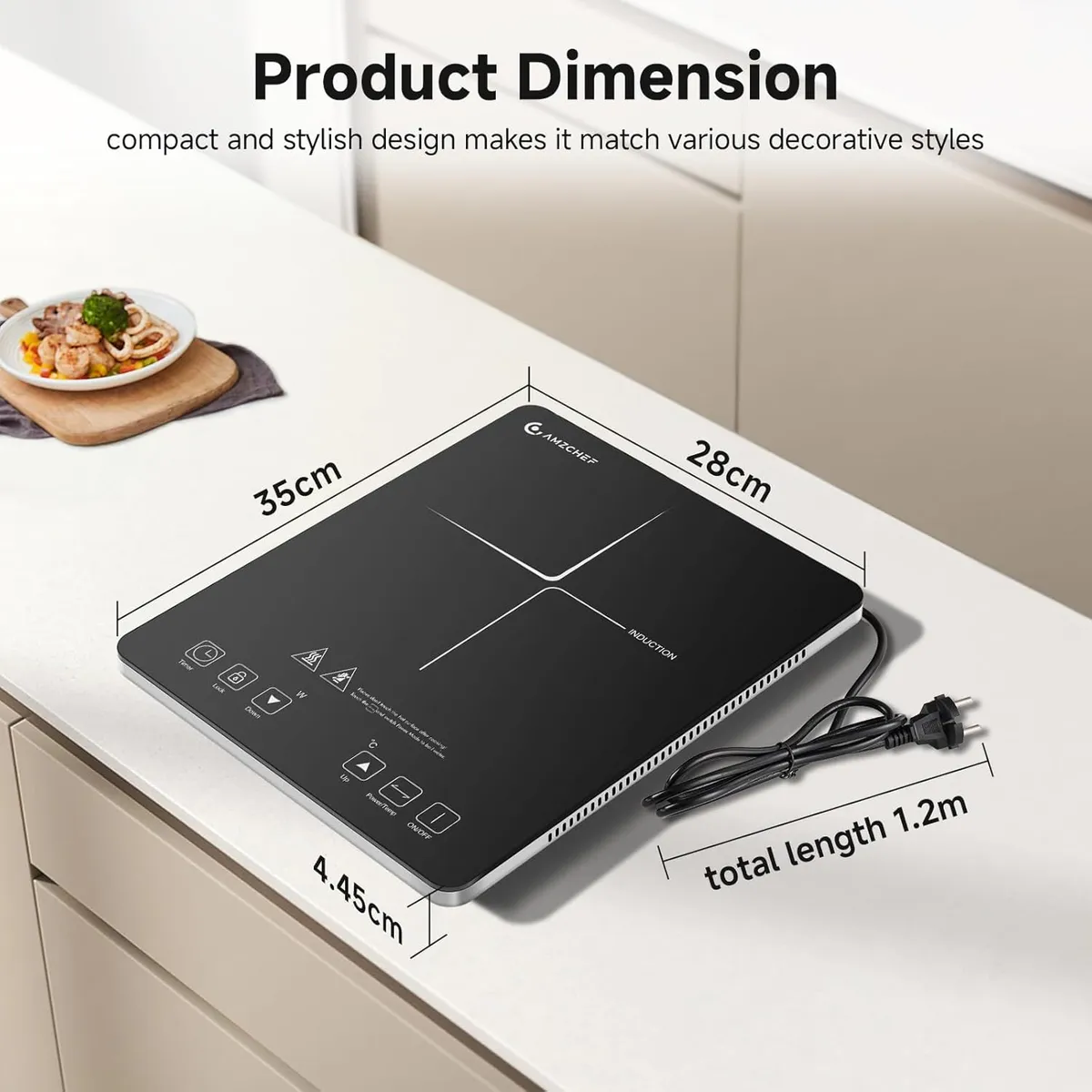 Leistungsstarke 2000w Induktionskochplatte silber – Produktbild 8 von 9